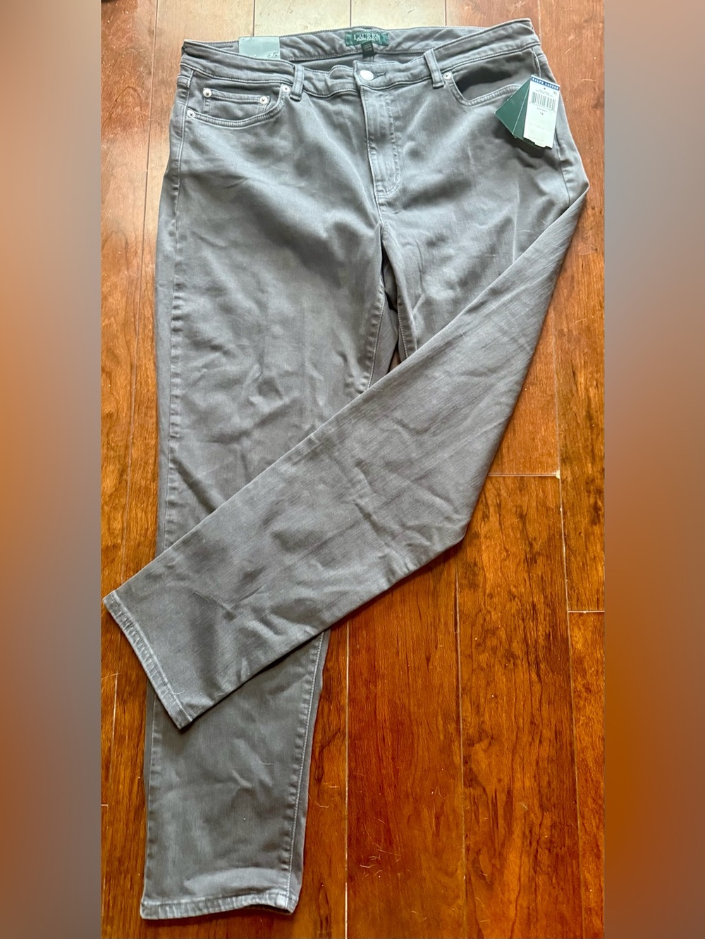 LAUREN RALPH LAUREN CLASSIC SKINNY CURVY LUX GREY JEAN WOMENS 16~NWT - Picture 3 of 6